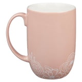 Good Work Pink Floral Ceramic Coffee Mug - Philippians 1:6