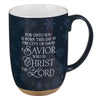 A Savior is Born Blue Ceramic Coffee Mug w Exposed Clay Base Luke 2:11 - KI Gifts Christian Supplies