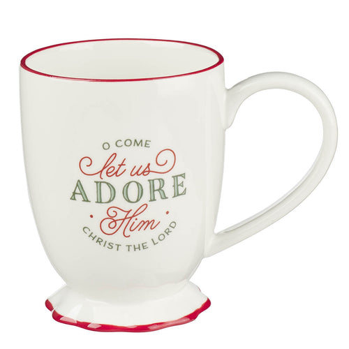 Come Let Us Adore Him White Ceramic Coffee Mug - KI Gifts Christian Supplies