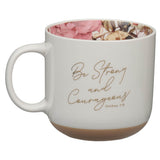 Be Strong and Courageous Pink Dahlia Ceramic Coffee Mug - Joshua 1:9
