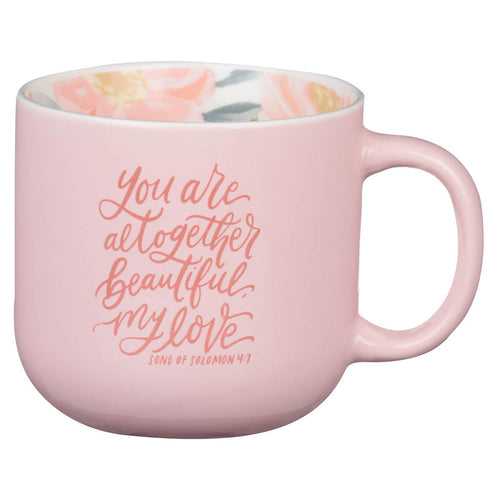 Altogether Beautiful Pink Floral Ceramic Coffee Mug – Song of Solomon 4:7