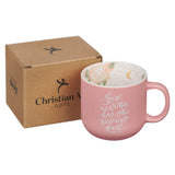 God Is Within Her Rose Pink Floral Ceramic Coffee Mug – Psalm 46:5