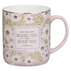 Bless and Keep You Blush Bloom Ceramic Coffee Mug - Numbers 6:24 - KI Gifts Christian Supplies