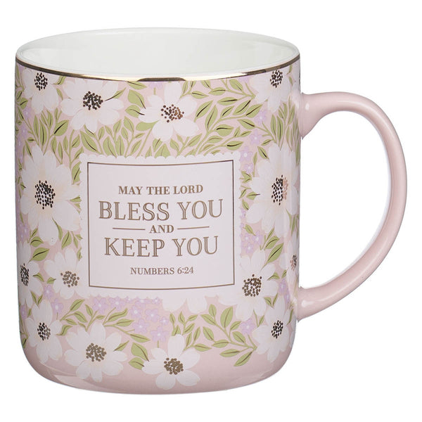 Bless and Keep You Blush Bloom Ceramic Coffee Mug - Numbers 6:24 - KI Gifts Christian Supplies