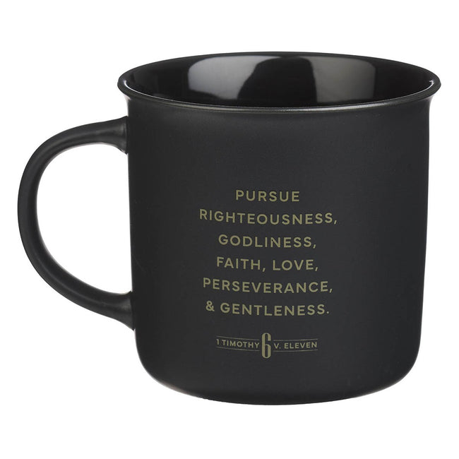 Man of God Matte Black Ceramic Coffee Mug - 1 Timothy 6:11