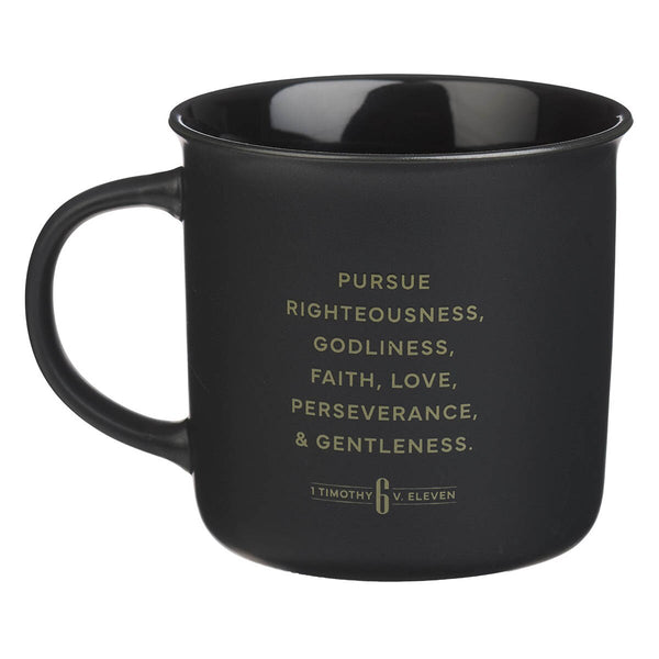 Man of God Matte Black Ceramic Coffee Mug - 1 Timothy 6:11