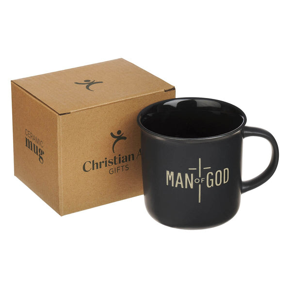 Man of God Matte Black Ceramic Coffee Mug - 1 Timothy 6:11