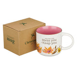 Bless You and Keep You Coral Floral Ceramic Coffee Mug – Numbers 6:24