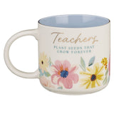 Teachers Plant Seeds Blue Floral Ceramic Coffee Mug