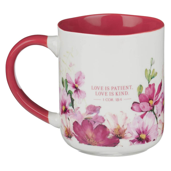Love Cherry Pink Hummingbird Ceramic Coffee Mug - 1 Corinthians 13:4