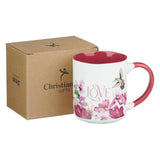 Love Cherry Pink Hummingbird Ceramic Coffee Mug - 1 Corinthians 13:4