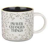 Prayer Changes Things Gold Leaf Ceramic Coffee Mug - KI Gifts Christian Supplies