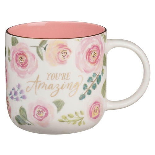 You’re Amazing Pink Floral Ceramic Coffee Mug - KI Gifts Christian Supplies