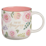 You’re Amazing Pink Floral Ceramic Coffee Mug - KI Gifts Christian Supplies