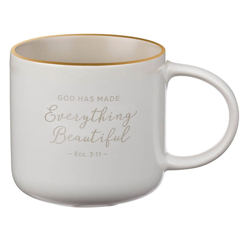 Everything Beautiful Taupe Ceramic Coffee Mug - Ecclesiastes 3:11