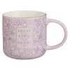 Trust in the Lord Purple Spring Floral Ceramic Coffee Mug - Proverbs 3:5