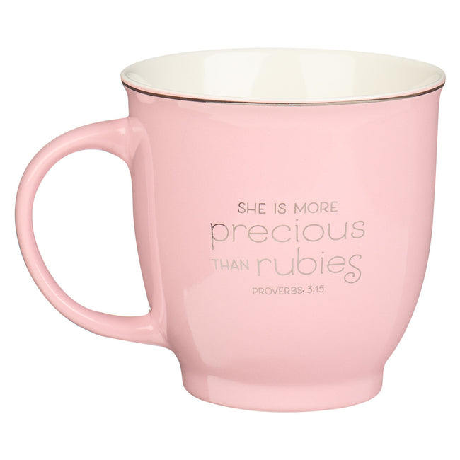 Petal Pink I Love You Mom Ceramic Mug - Proverbs 3:15
