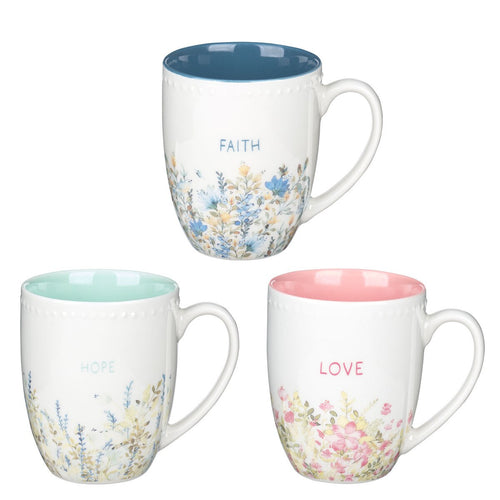 Faith Hope and Love Petite Floral Mug Set - KI Gifts Christian Supplies