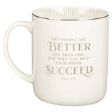 Mr. & Mrs. White Ceramic Coffee Mug Set - Ecclesiastes 4:9