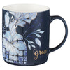 Blue Floral Tile Ceramic Mug Set