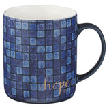 Blue Floral Tile Ceramic Mug Set