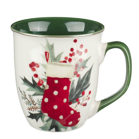 Adore Him Green and Red Ceramic Coffee Mug Set