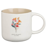 Thinking of You Cream Bouquet Ceramic Mug Set - Philippians 1:3-4