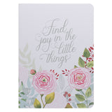 Find Joy in the Little Things Pink Floral Large Notebook