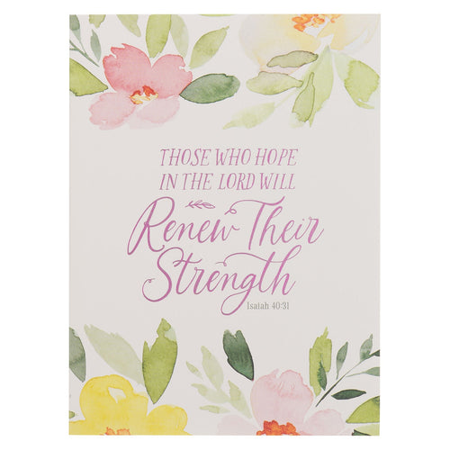 Renew Their Strength Yellow Floral Medium Notebook - Isaiah 40:31
