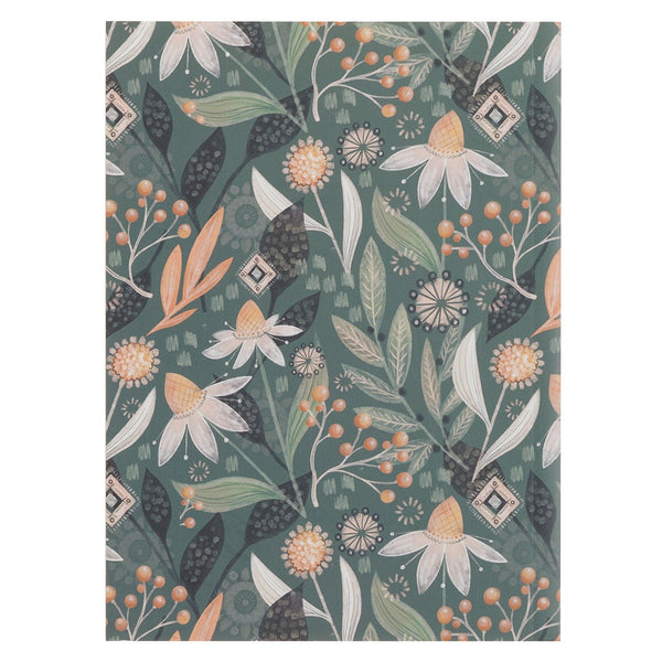 The Through Christ Green Floral Medium Notebook - Philippians 4:13