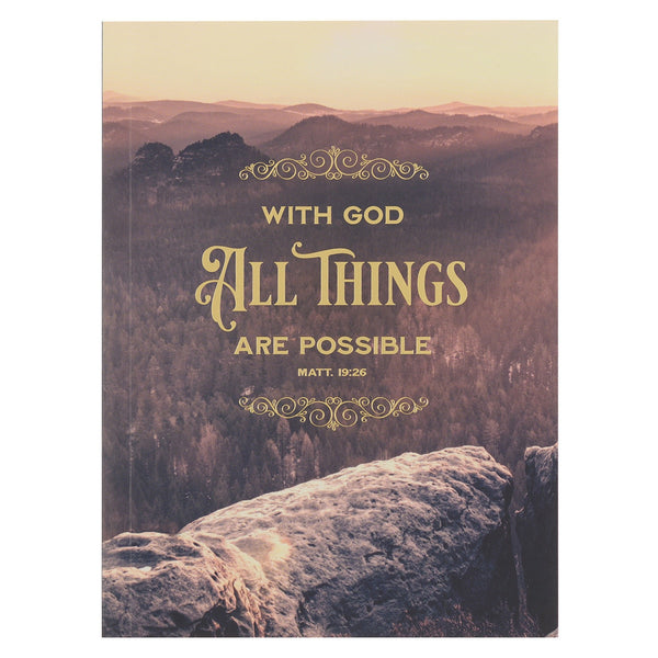 With God All Things Are Possible Mountain Medium Notebook - Matthew 19:26 - KI Gifts Christian Supplies