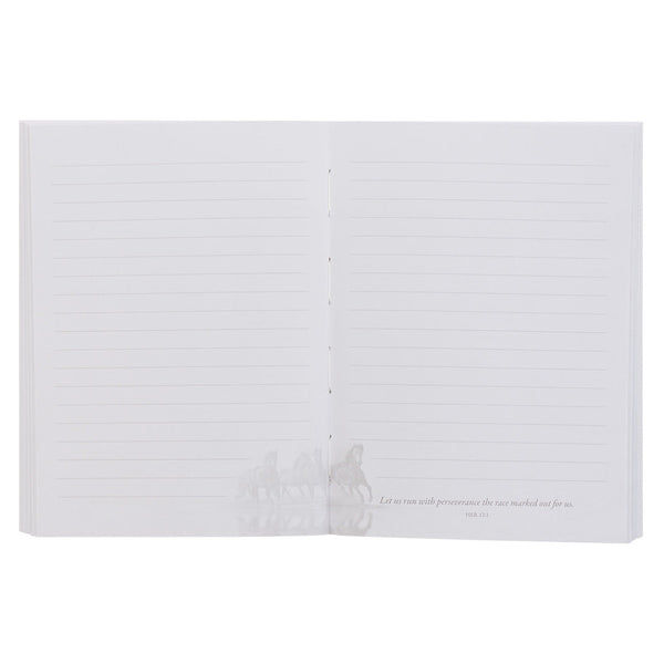 Perseverance Brown Stallion Medium Notebook - Hebrews 12:1