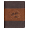 Man of God Honey-brown and Espresso Executive Padfolio - 1 Timothy 6:11 - KI Gifts Christian Supplies