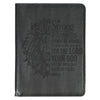 Be Strong and Courageous Gray Faux Leather Executive Padfolio - Joshua 1:9 - KI Gifts Christian Supplies