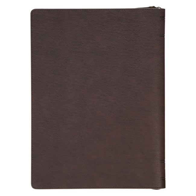 The Plans Cocoa Brown and Taupe Faux Leather Executive Padfolio - Jeremiah 29:11