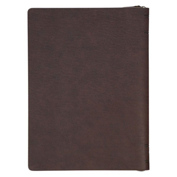 The Plans Cocoa Brown and Taupe Faux Leather Executive Padfolio - Jeremiah 29:11