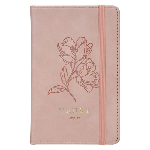 Trust Mottled Blush Faux Leather Hardcover Notebook with Elastic Band Closure - Proverbs 3:5 - KI Gifts Christian Supplies