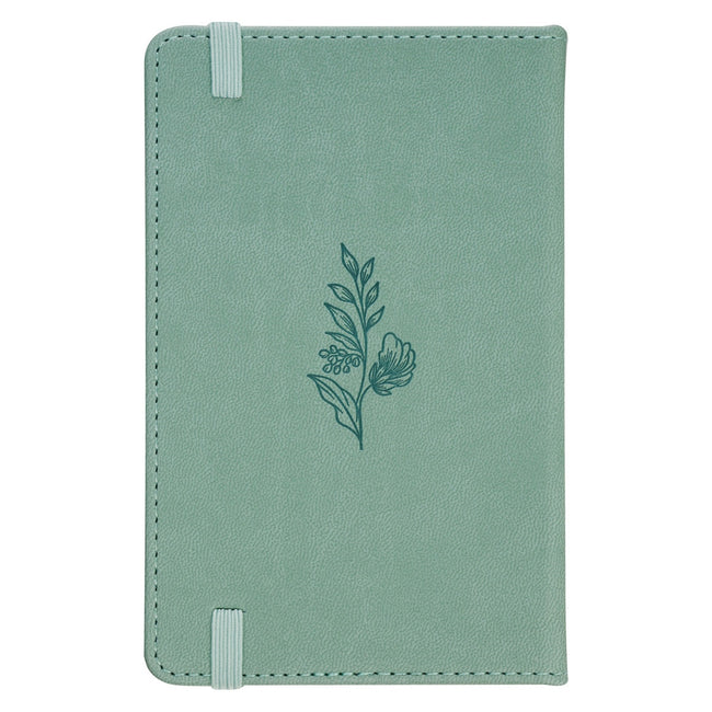 Faith Teal Floral Faux Leather Hardcover Notebook with Elastic Band Closure - 2 Corinthians 5:7