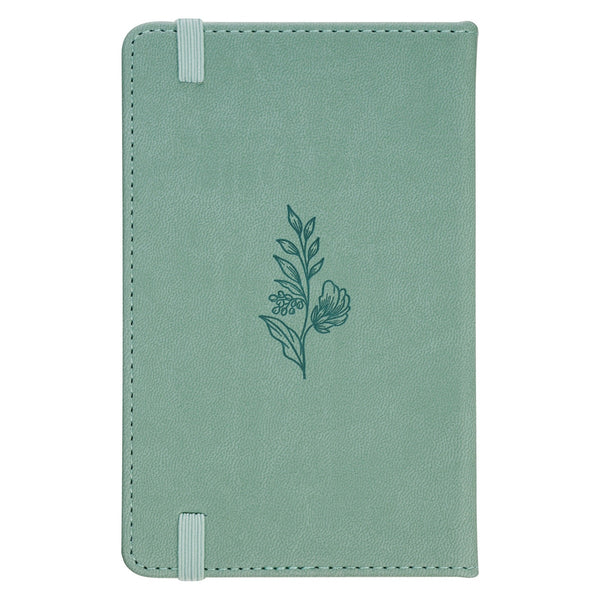 Faith Teal Floral Faux Leather Hardcover Notebook with Elastic Band Closure - 2 Corinthians 5:7