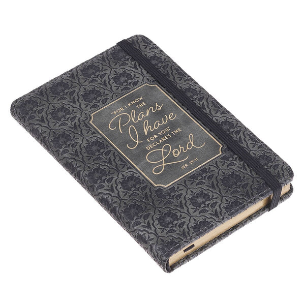 I Know the Plans Graphite Gray Faux Leather Hardcover Notebook with Elastic Closure - Jeremiah 29:11