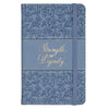 Strength and Dignity Blue Cottage Garden Faux Leather Hardcover Notebook with Elastic Band Closure - Proverbs 31:25