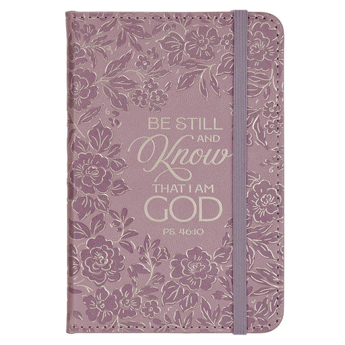 Be Still and Know Mauve Floral Hardcover Notebook with Elastic Closure - Psalm 46:10