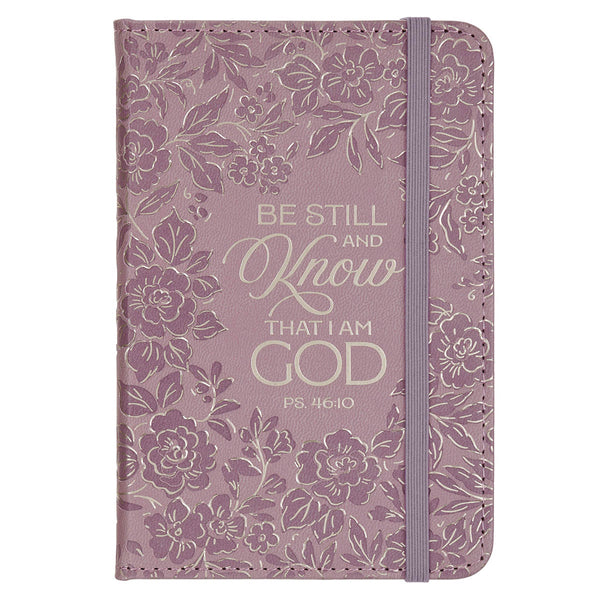 Be Still and Know Mauve Floral Hardcover Notebook with Elastic Closure - Psalm 46:10