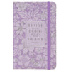 Trust in the Lord Lilac Floral Hardcover Notebook with Elastic Band Closure - Proverbs 3:5
