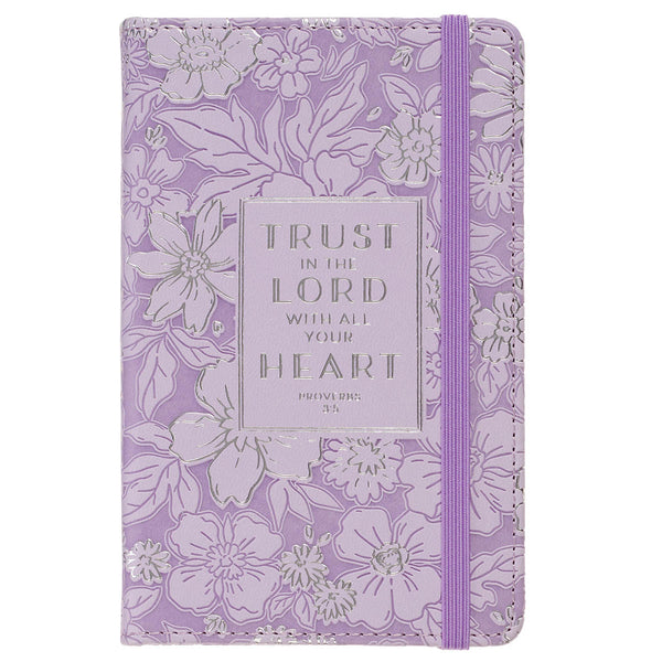 Trust in the Lord Lilac Floral Hardcover Notebook with Elastic Band Closure - Proverbs 3:5