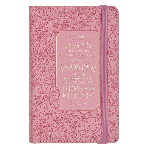 Hope and a Future Pink Bloom Faux Leather Hardcover Notebook with Elastic Closure - Jeremiah 29:11