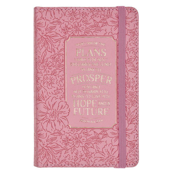 Hope and a Future Pink Bloom Faux Leather Hardcover Notebook with Elastic Closure - Jeremiah 29:11