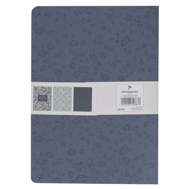 Morning Mercies Blue and Green Floral Notebook Set - Lamentations 3:22-23