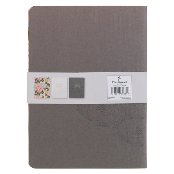 Strong and Courageous Delicate Pink Dahlia Notebook Set - Joshua 1:9