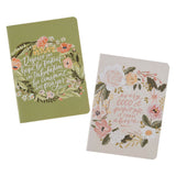 Good Gift and Rejoice Green and Cream Floral Medium Notebook Set